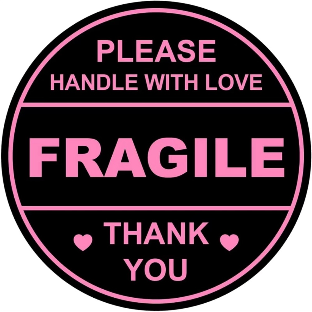 60 “Please Handle With Love” BLACK 2” Stickers
